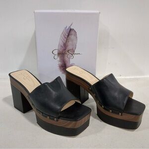 EUC Jessica Simpson Charlete Black Platform Mules Size 9.5